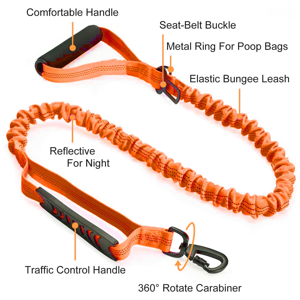 High Reflective Elastic Bungee Dog Leash with Cushion Handle U54162