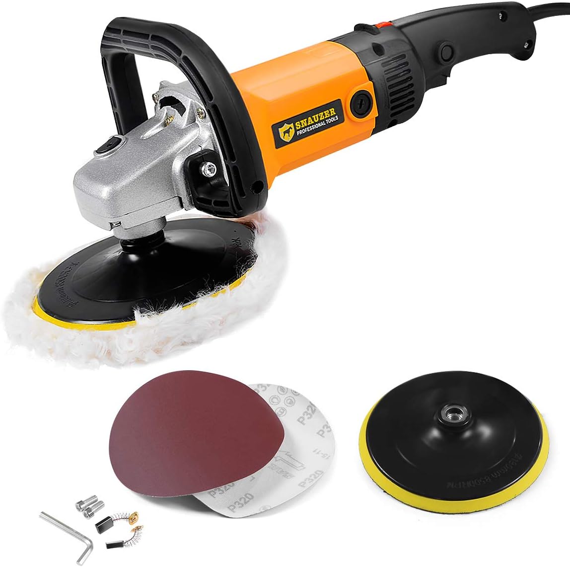 Electric Car Polisher 6-Speed Rotary Polisher 7 Buffer Sander with Bonnet Pad, 10Amp H692652