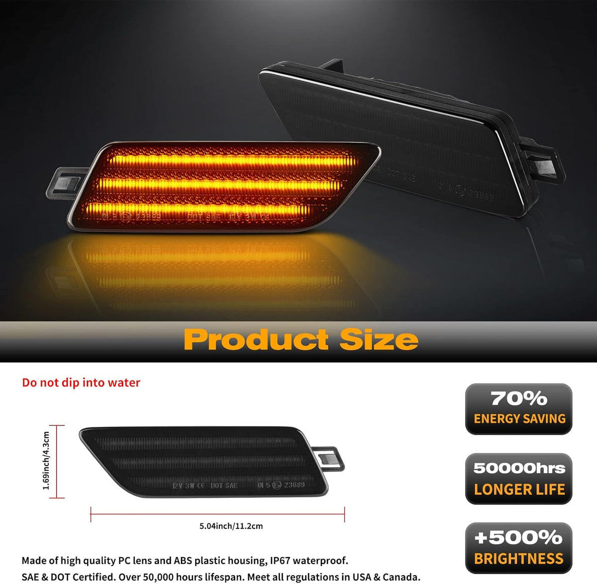 Amber LED Front Bumper Side Marker Light Assembly E213016
