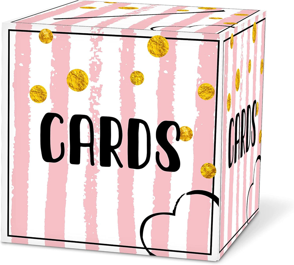 Pink and Golden Card Box Gift or Money Box Holder for Wedding, 1 Set G17723