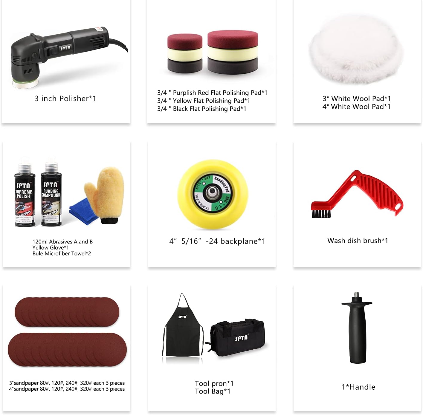 Buffer Polisher 3 Inch 10mm 780W Variable Speed Dual Action Polisher with DA Polishing Pads C339633