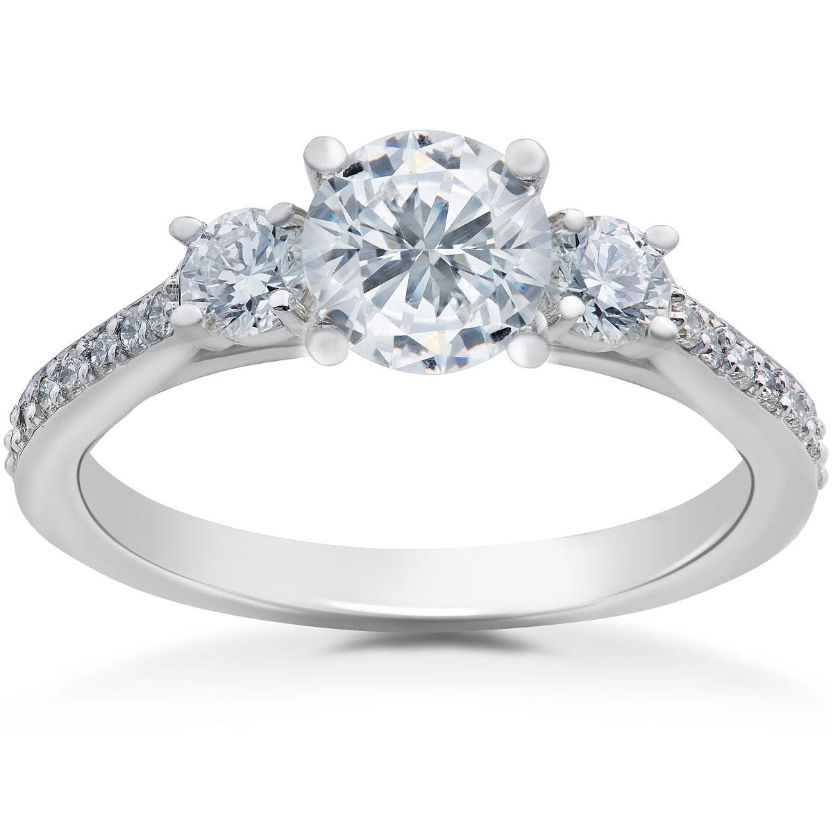 14k White Gold 3-Stone Lab Grown Diamond Engagement Ring K74278