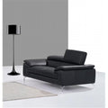 Black Italian Leather Loveseat S851870