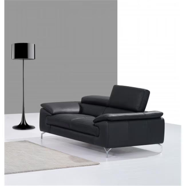 Black Italian Leather Loveseat S851870