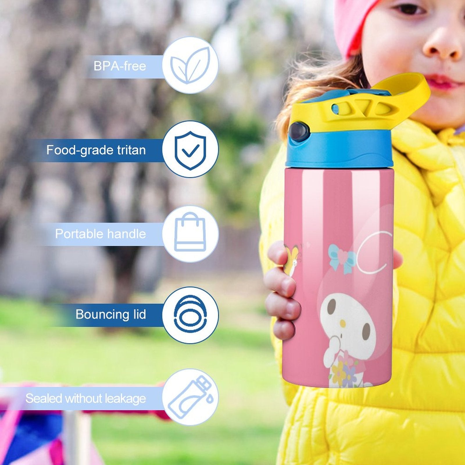Stainless Steel Vacuum Insulated Water Bottle With Straw H71749