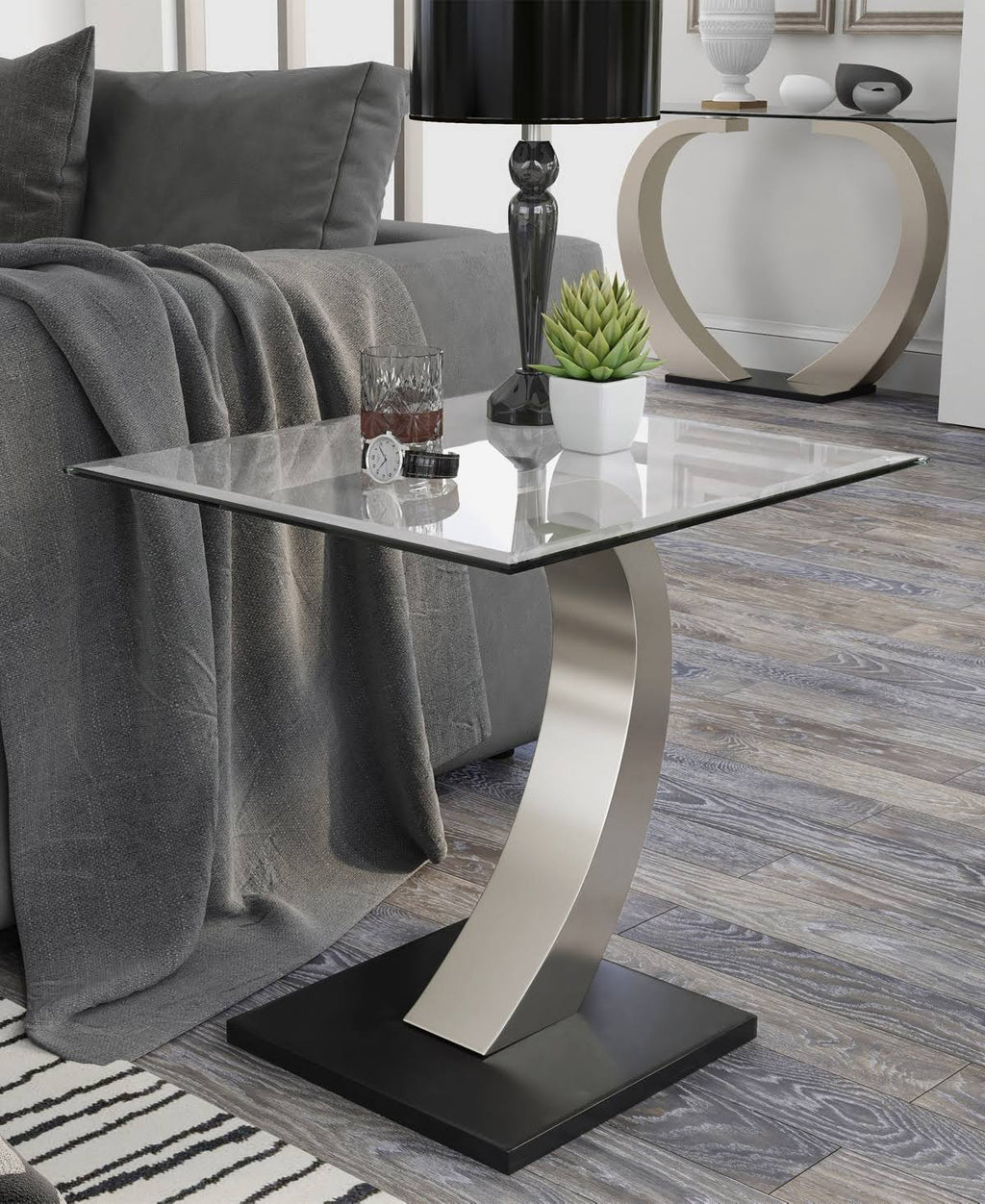Silver Square End Table V933