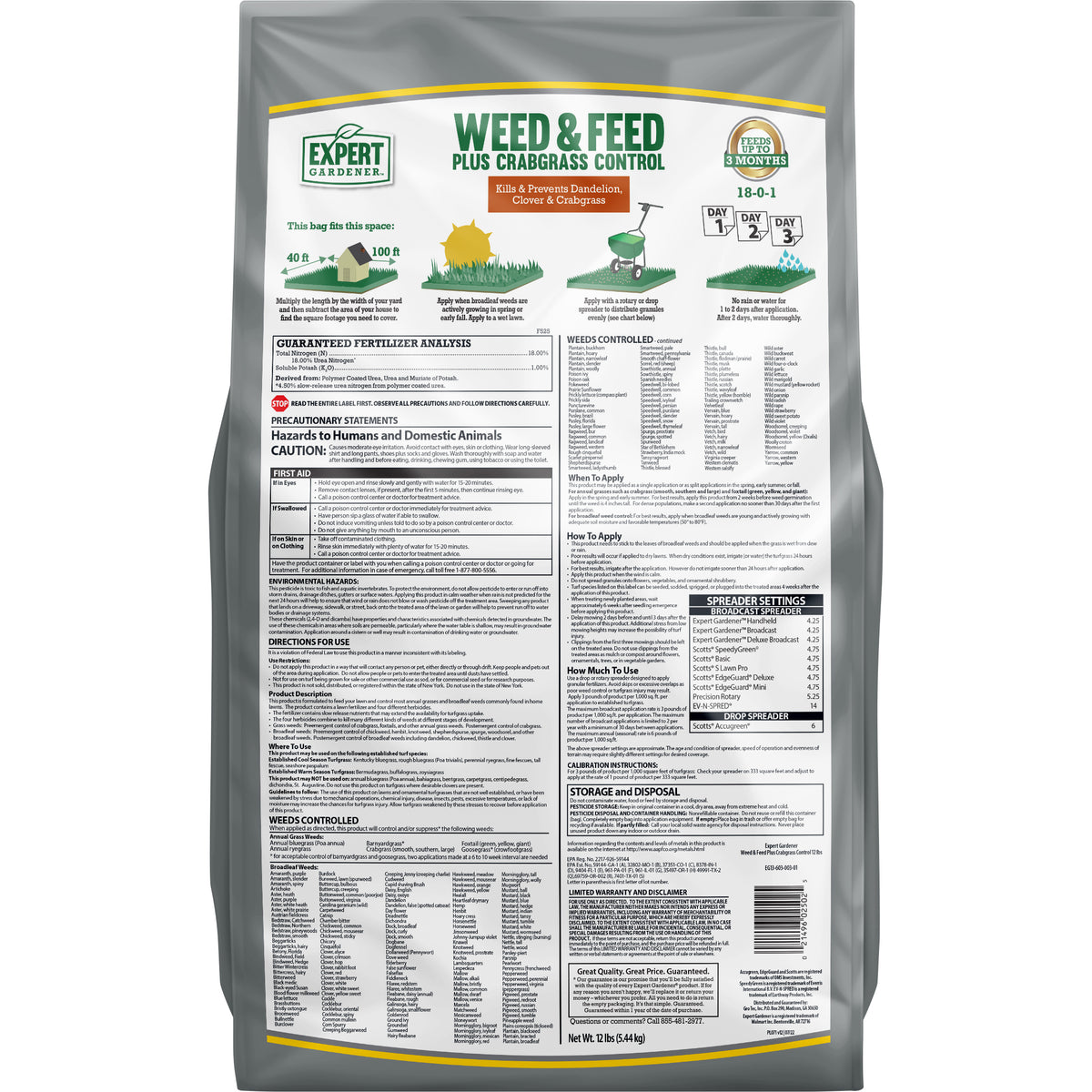 12 lb. Lawn Fertilizer 18-0-1 D9817