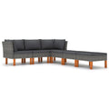 6 Piece Poly Rattan Garden Set with Cushions Gray O6461