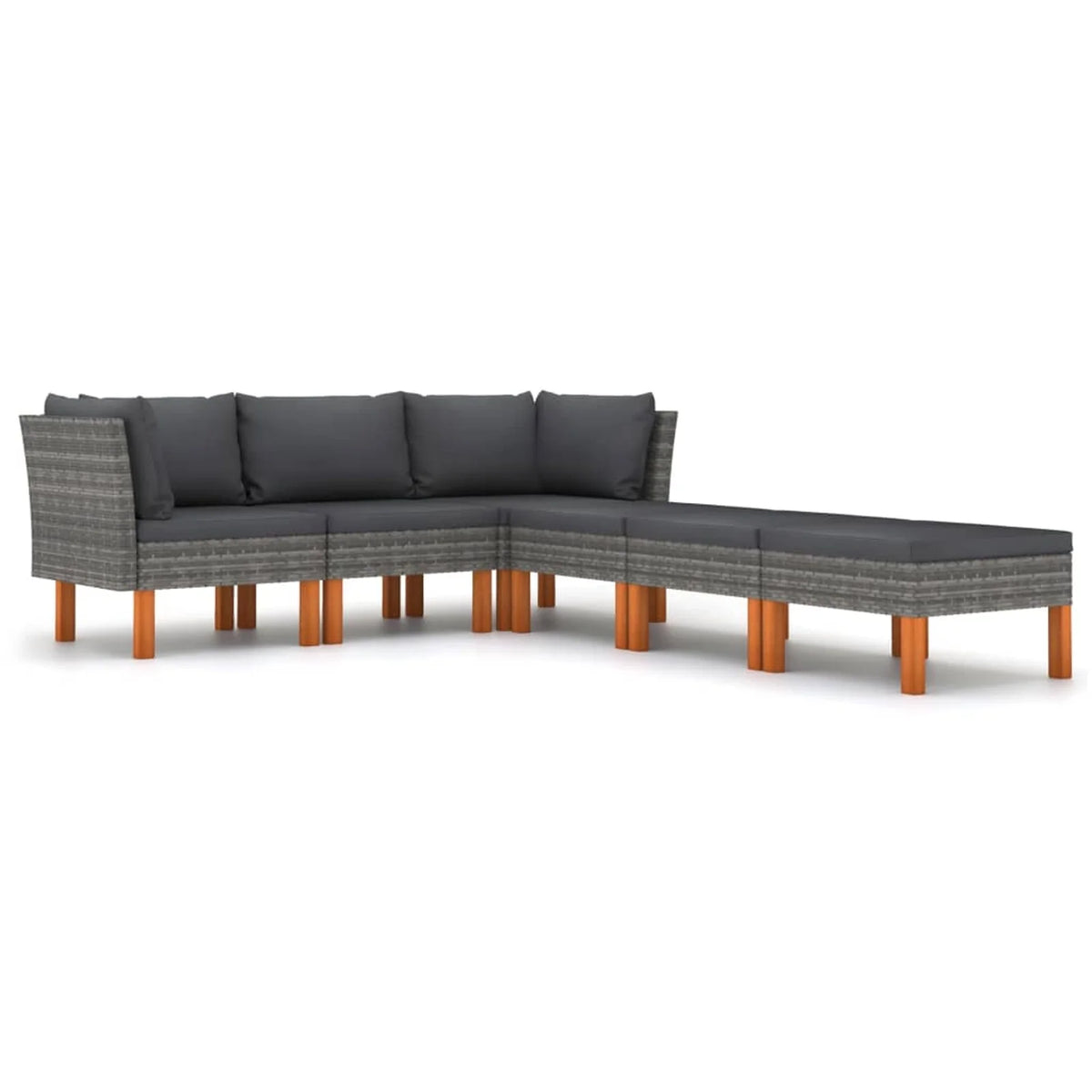 6 Piece Poly Rattan Garden Set with Cushions Gray O6461