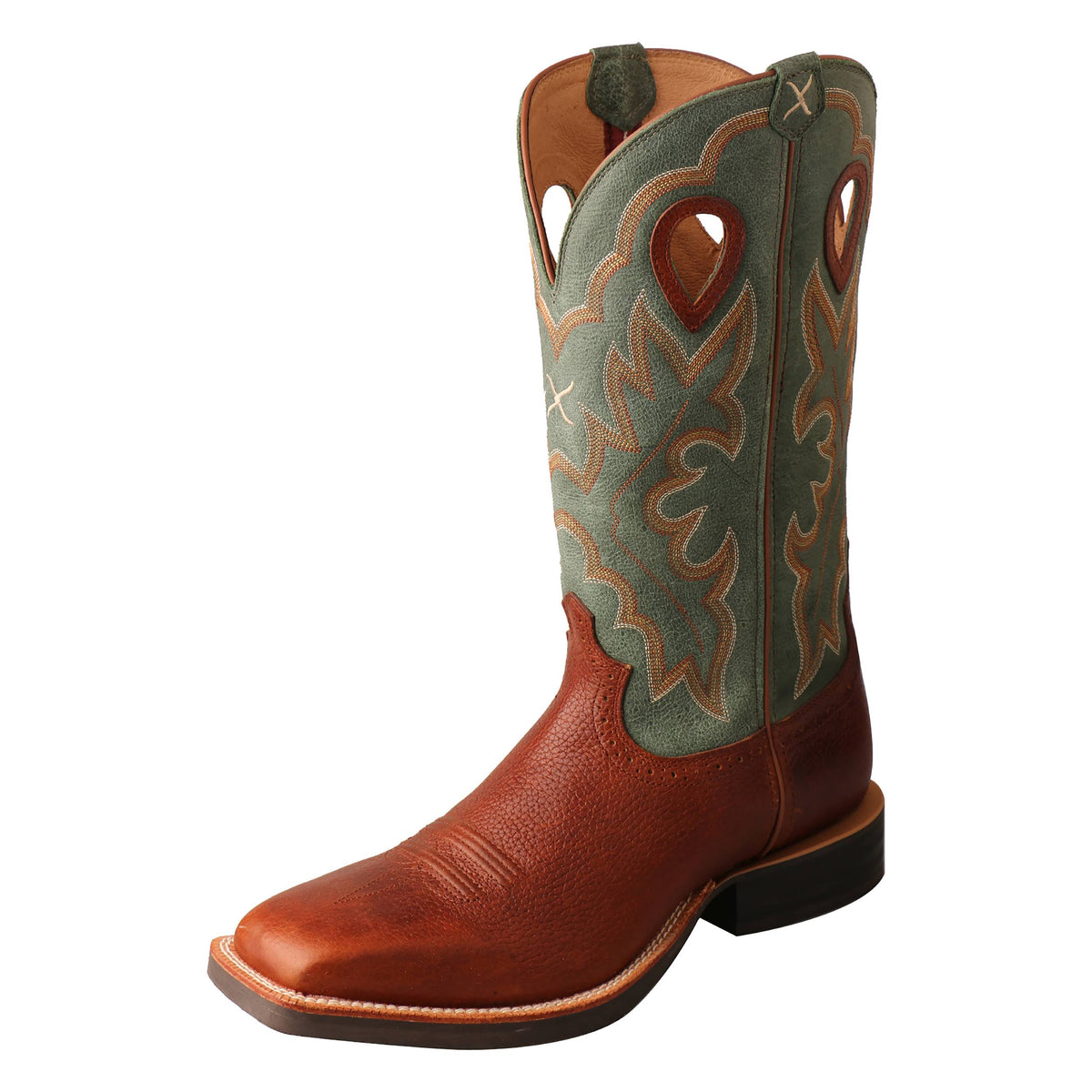 Cognac Glazed Pebble Dark Green Cowboy Stock U144