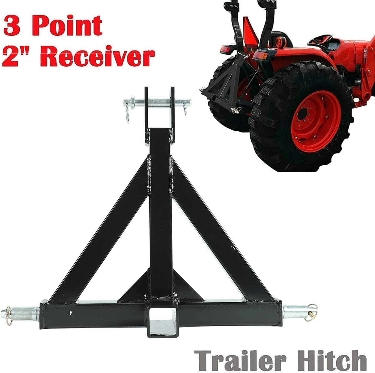2 Receiver 3 Point Trailer Hitch Category 1 Tractor Tow Drawbar Adapter F543990