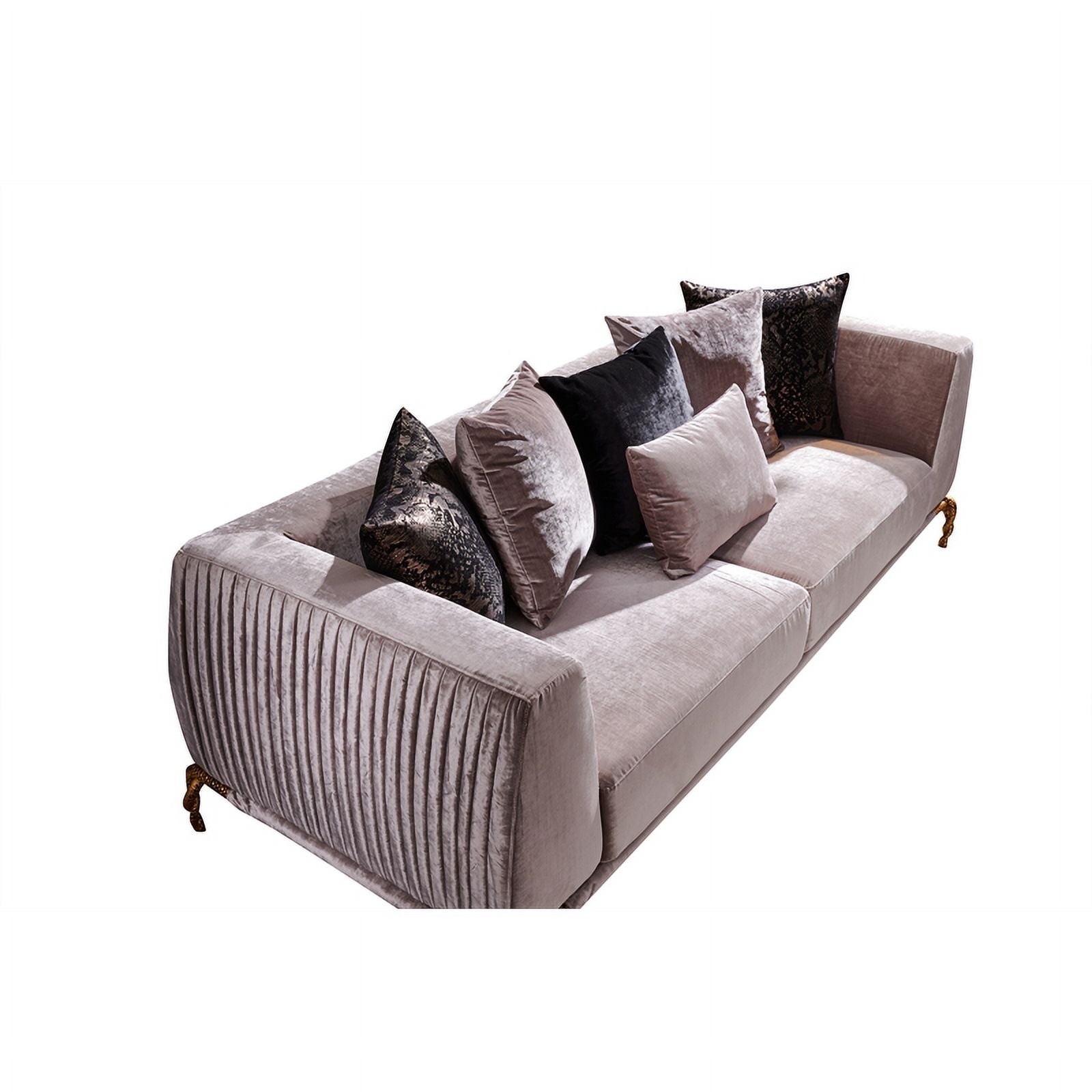 Ivory Velvet 2PC Living Room Set with Wood D853360