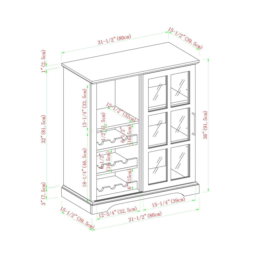 Gray Sliding Window Pane Door Bar Cabinet J6354
