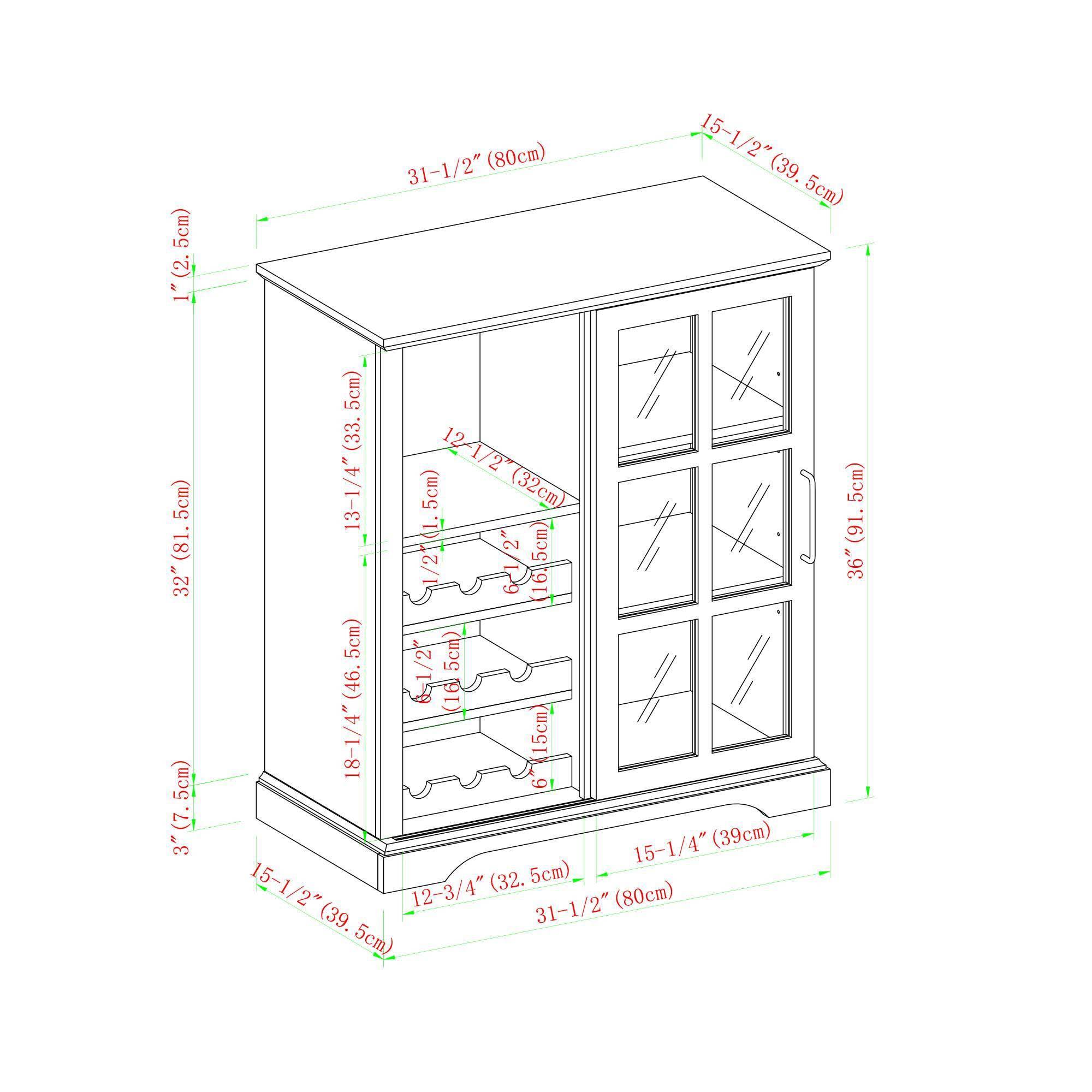 Gray Sliding Window Pane Door Bar Cabinet J6354