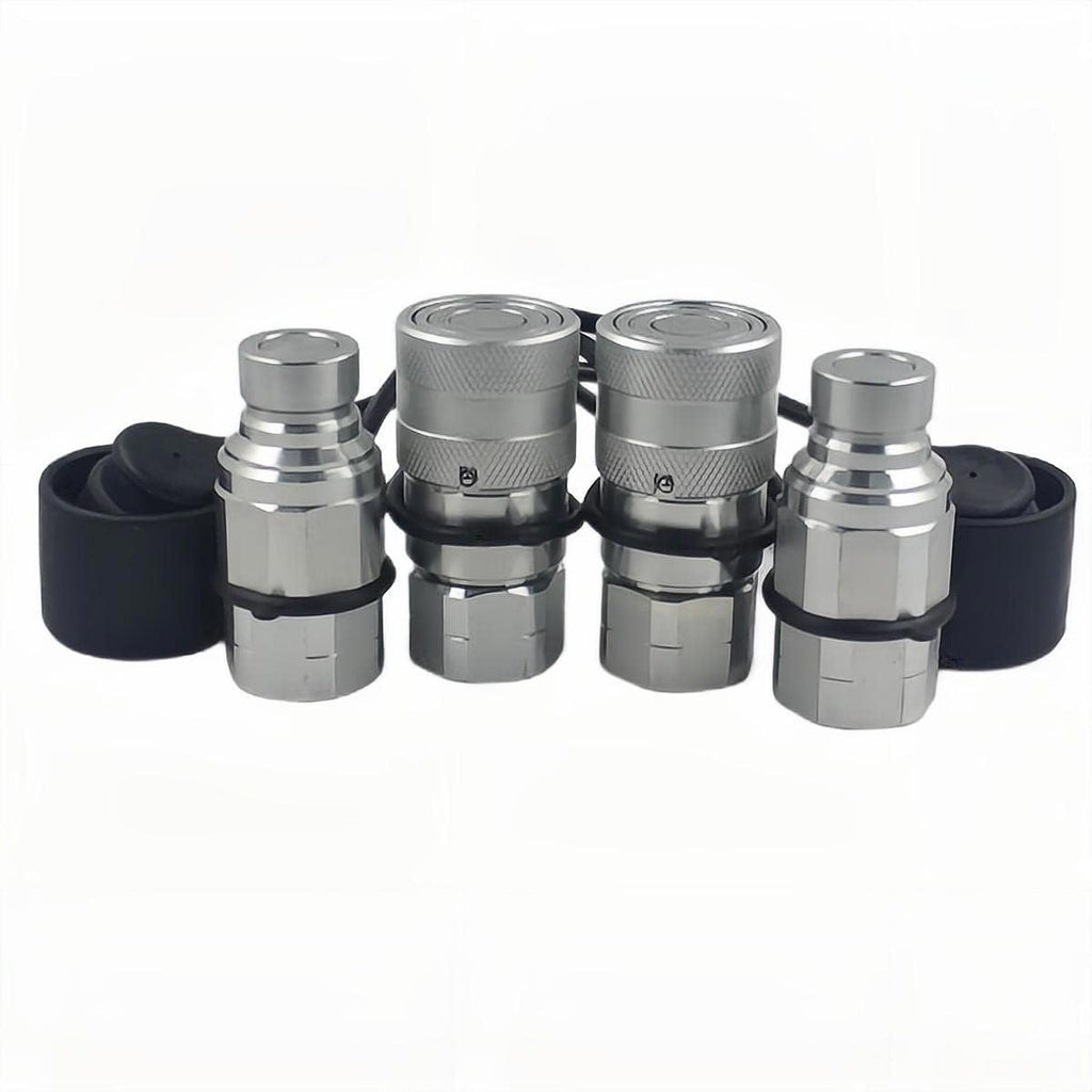 3/4" SAE-12 UNF1-1/16 Skid Steer Flat Face Hydraulic Quick Connect Coupling with Dust Cap S7076