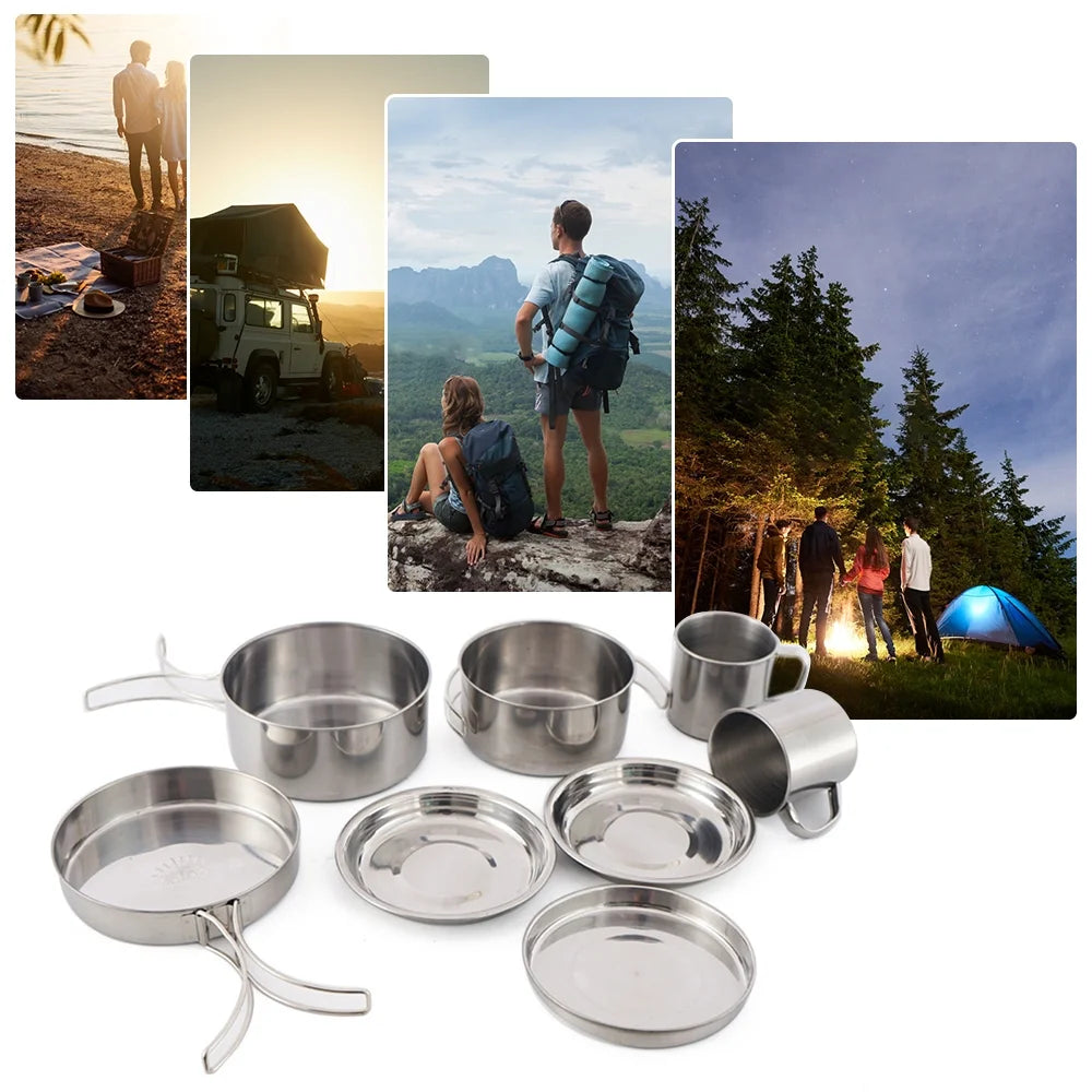 8PCS Stainless Steel Camping Cookware Set C394