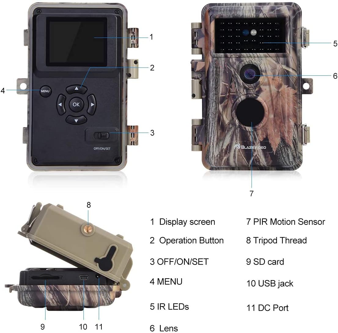 2-Pack 24MP Full HD 1296P Night Vision Motion Activated Waterproof Deer Cameras Q438