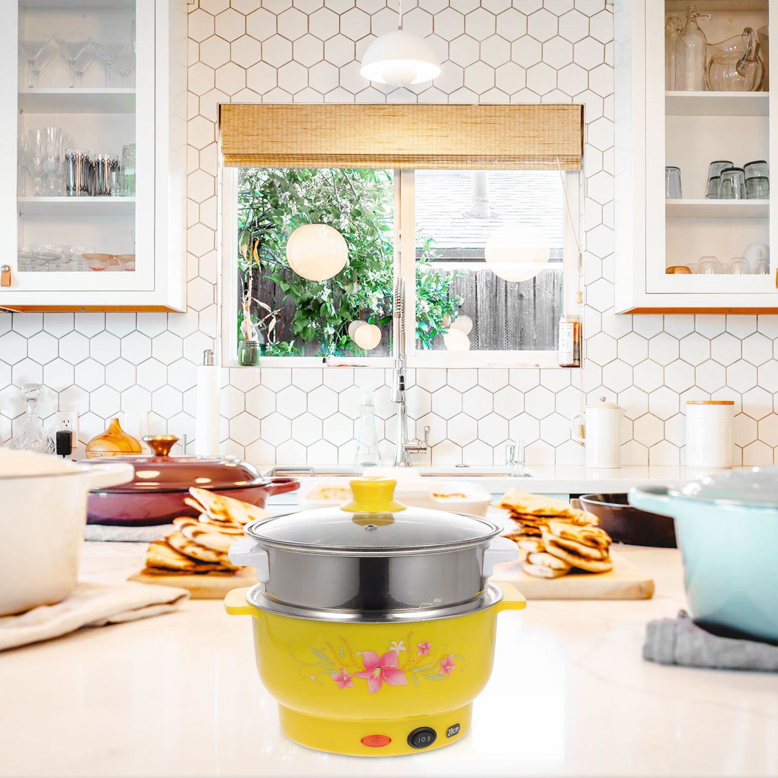 20cm Double Layers Electric Steamer Pot with UK Plug Z86383