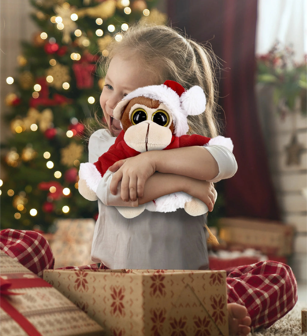 Santa Big Eye Monkey Stuffed Animal Plush Toy, 6 Inches M8527