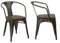Set of 2 Distressed Wood Arm Chair P563
