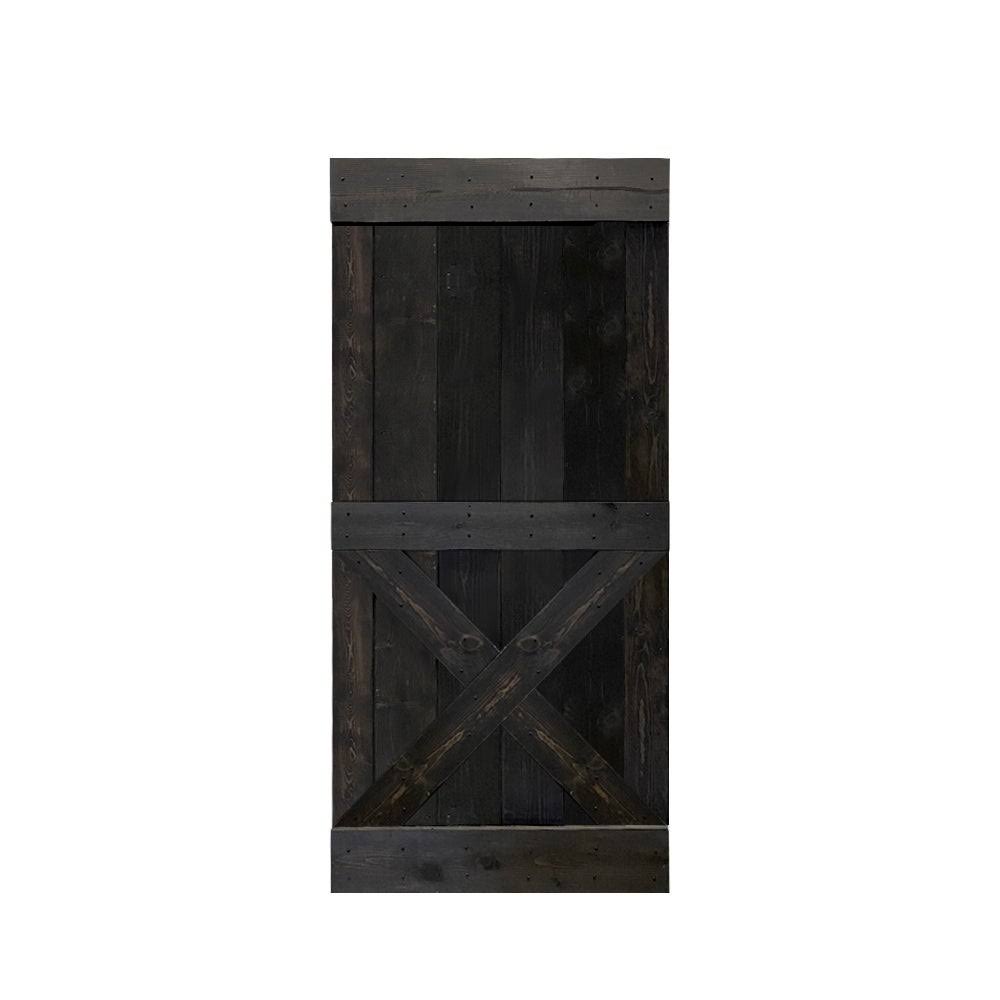 Walnut Stained Solid Knotty Pine Wood Interior Sliding Barn Door Slab W209644