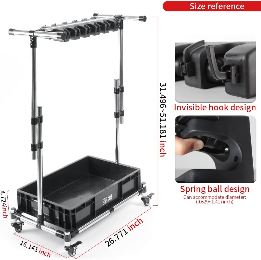 Stainless Steel Adjustable Height Broom and Mop Rack Storage Rack I798197