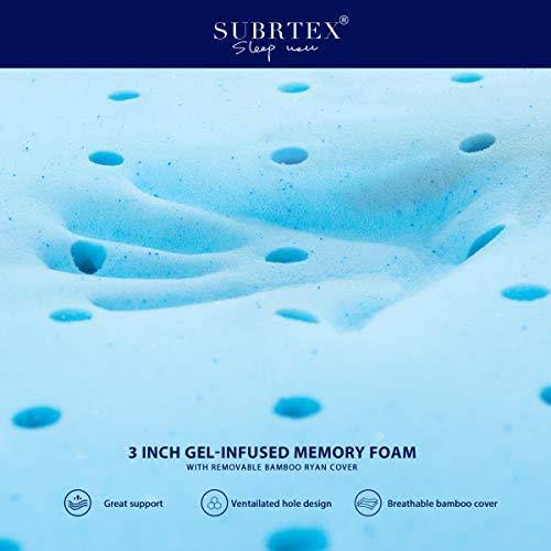 Gel-Infused Memory Foam Mattress Topper with Bamboo Cover O41829