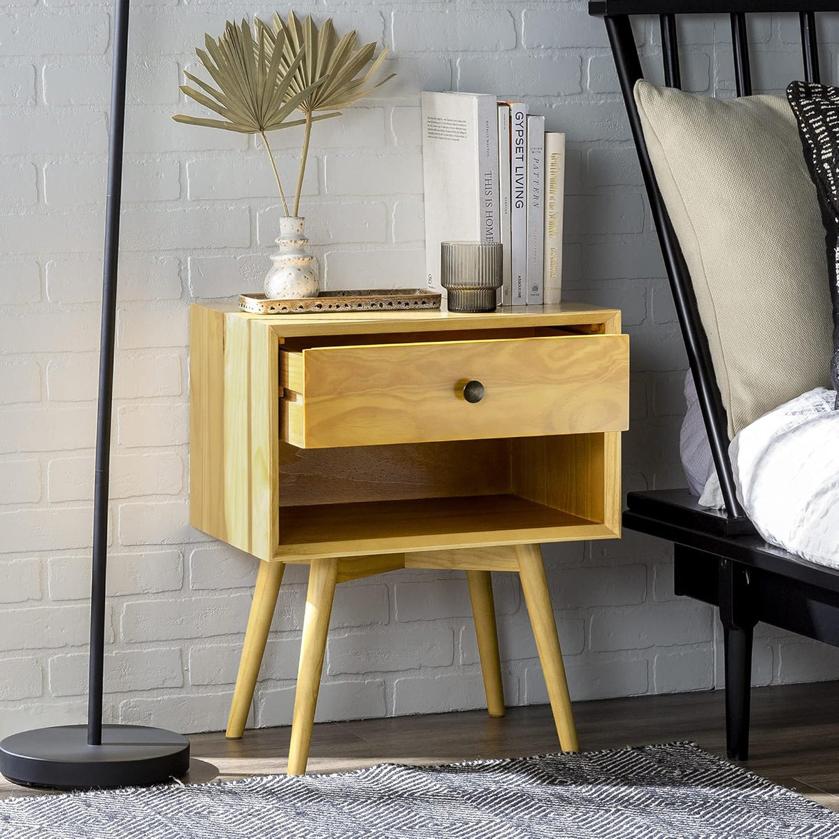 Caramel 2 Drawer Wood Nightstand H474