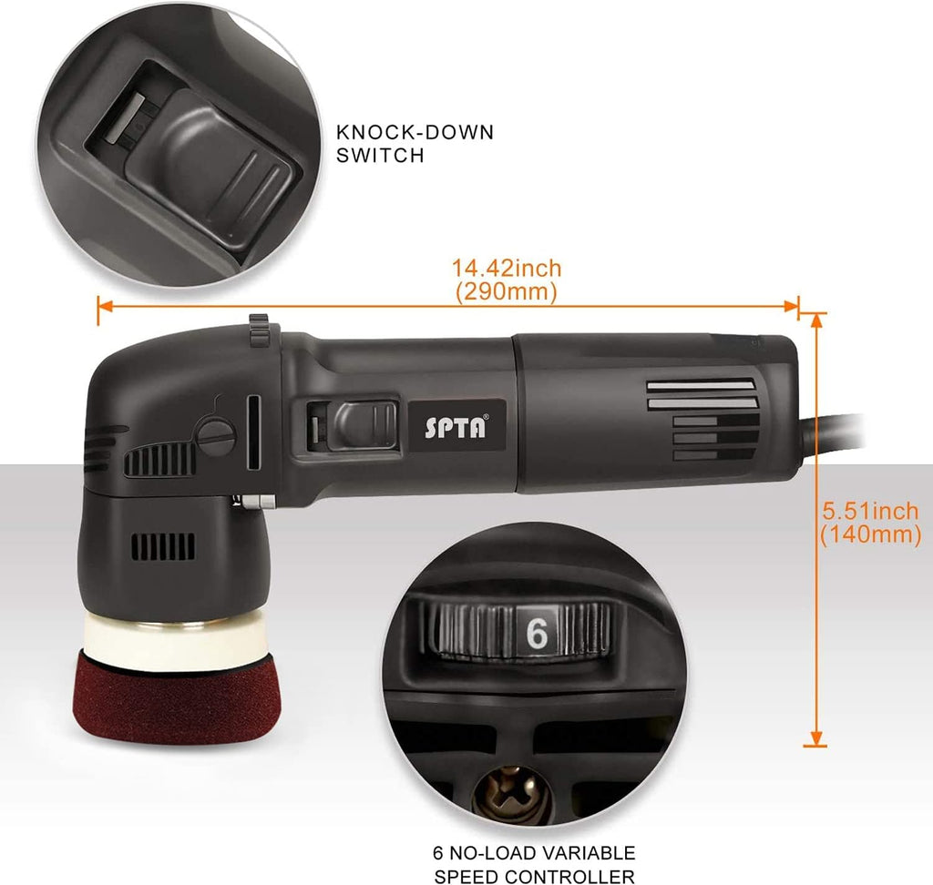 Buffer Polisher 3 Inch 10mm 780W Variable Speed Dual Action Polisher with DA Polishing Pads C339633