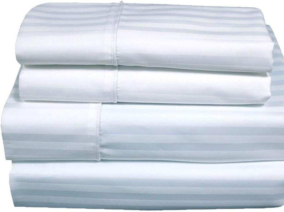White 4 Piece Cotton Blend Sateen Bed Sheets, Cal King Z3235