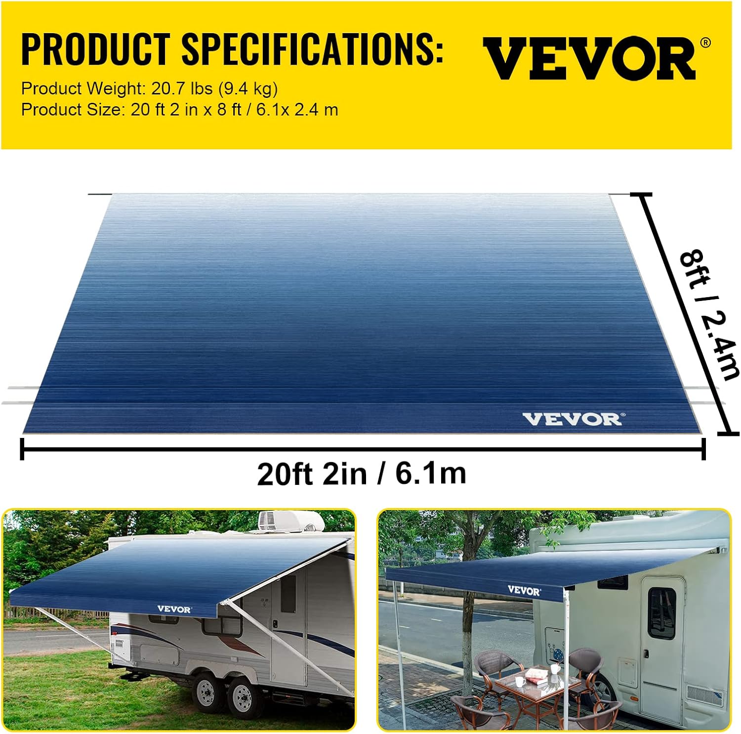 Slate Blue 15oz Vinyl RV Awning Replacement Fabric L8149