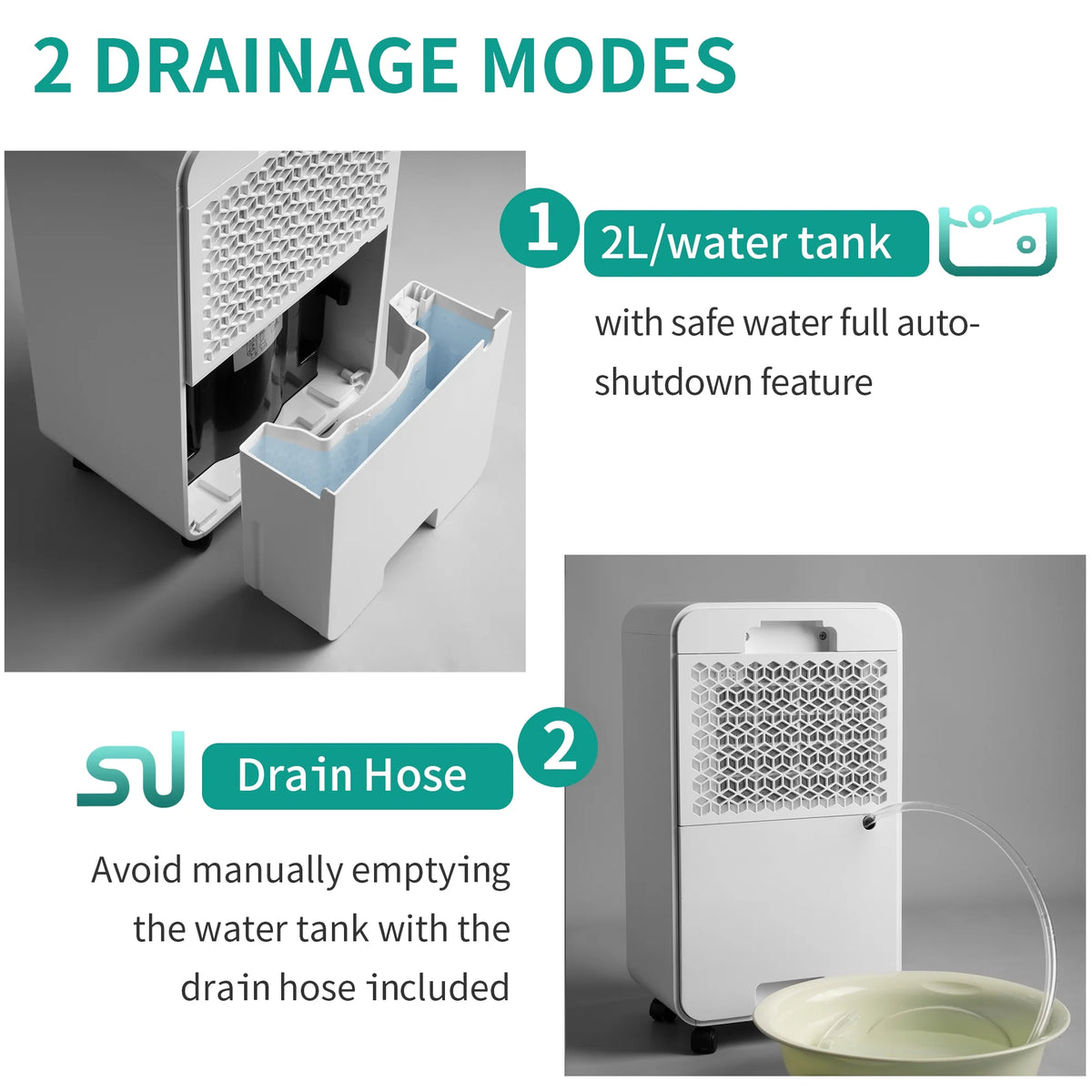 30 Pint Dehumidifier with 68oz Water Tank and Drain Hose P486