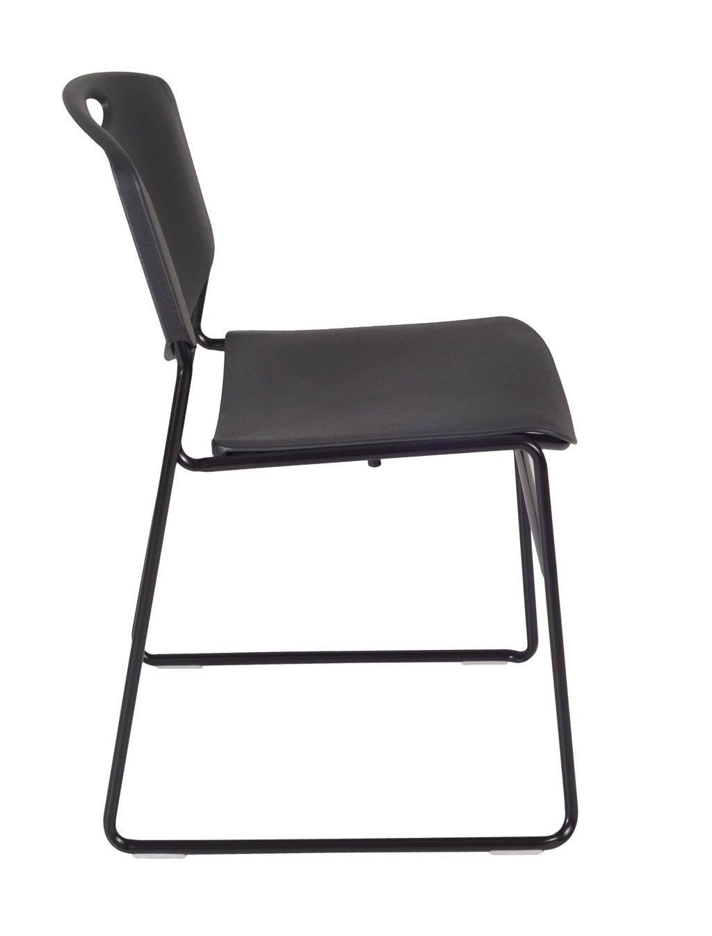 Beige Square Breakroom Table with 4 Black Stack Chairs O6618