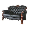 Black & Brown Faux Leather Love Seat with Toss Pillows D73696
