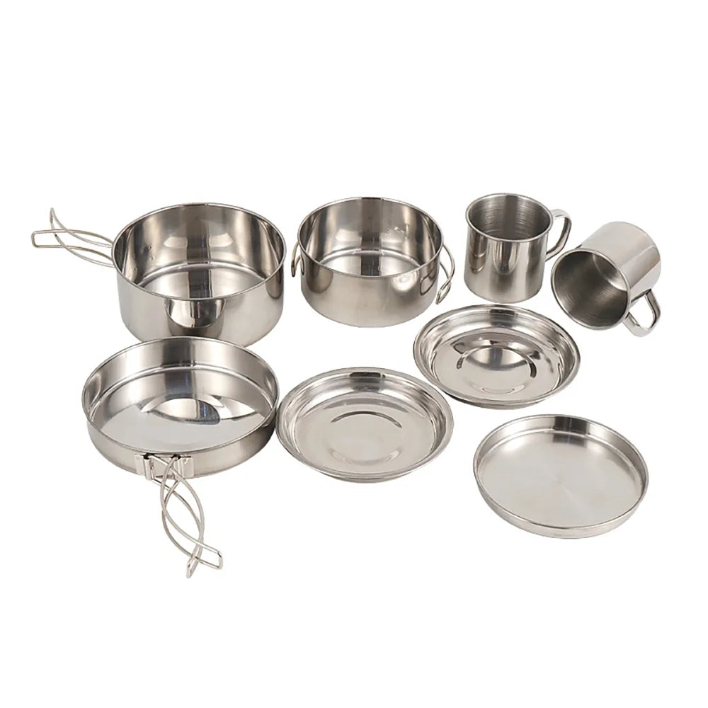8PCS Stainless Steel Camping Cookware Set C394