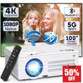 4K Supported Native 1080P Video Projector with 100" Screen R347