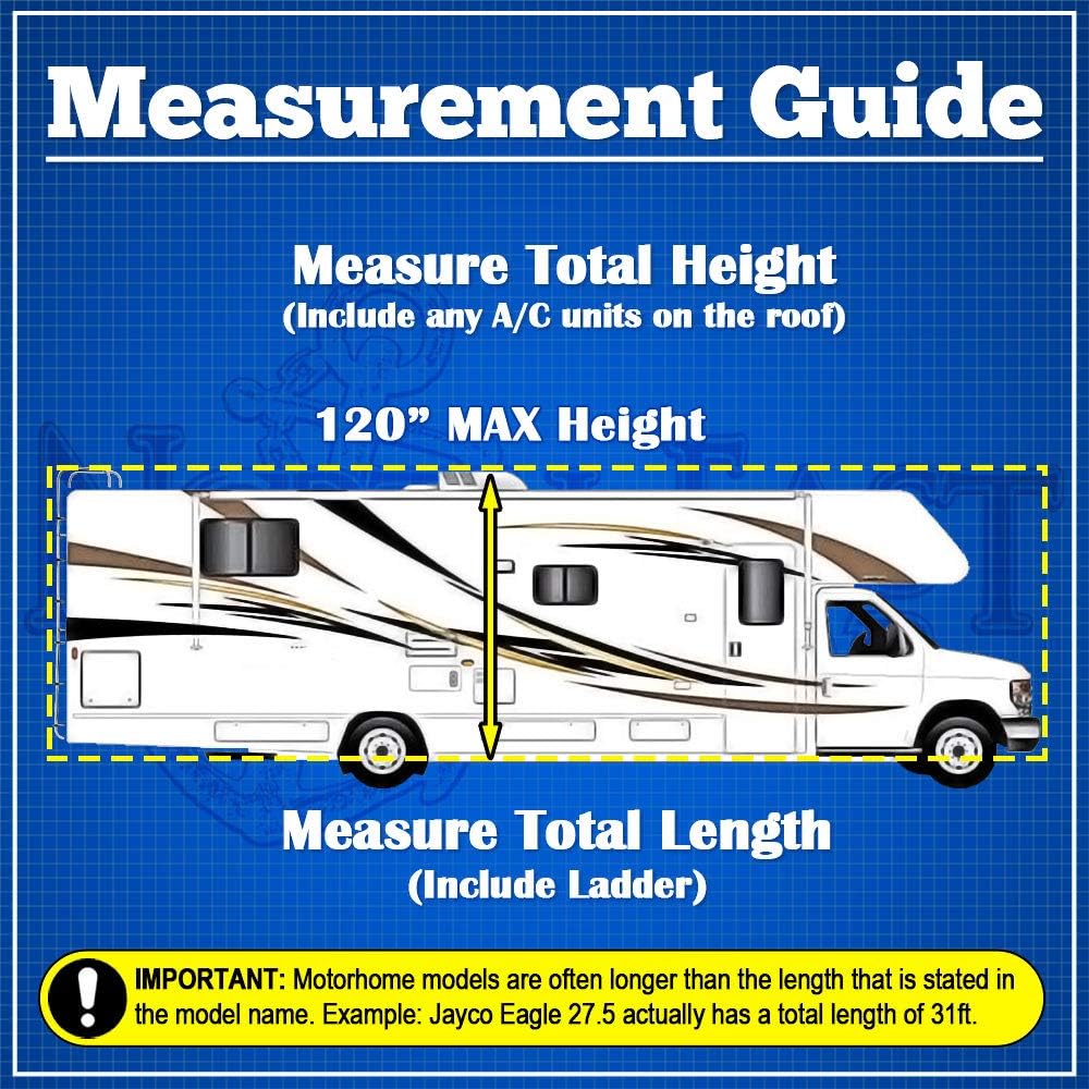 RV Motorhome Fifth Wheel Cover Fits Length 35'-37' Feet with Zippered Panels L380784