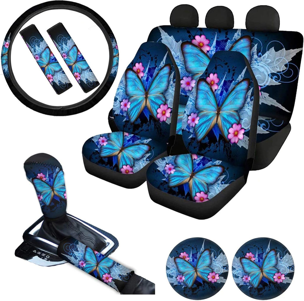 Pink Car Seat Cushion Full Set Steering Wheel Cover Seat Belt Pads Cupholder Coasters Gear Knob Handrake Covers M71266