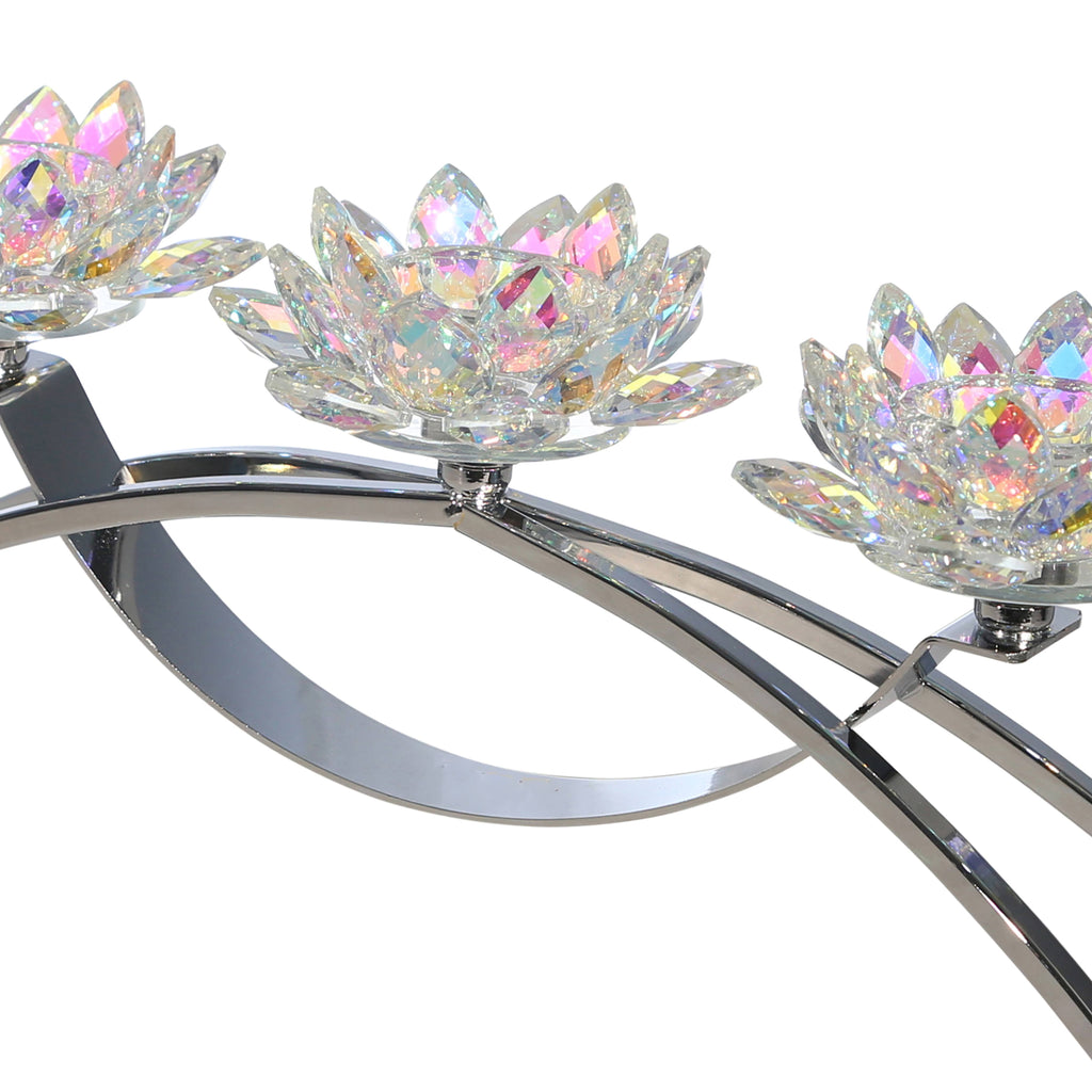 Silver Glass Candle Holder Q865