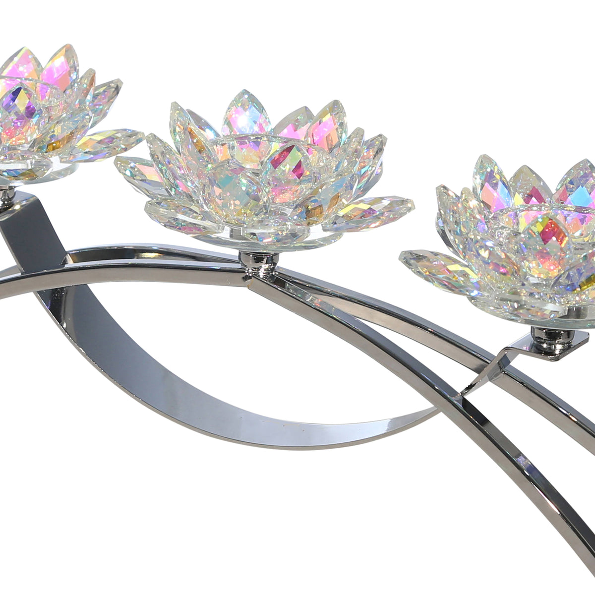 Silver Glass Candle Holder Q865