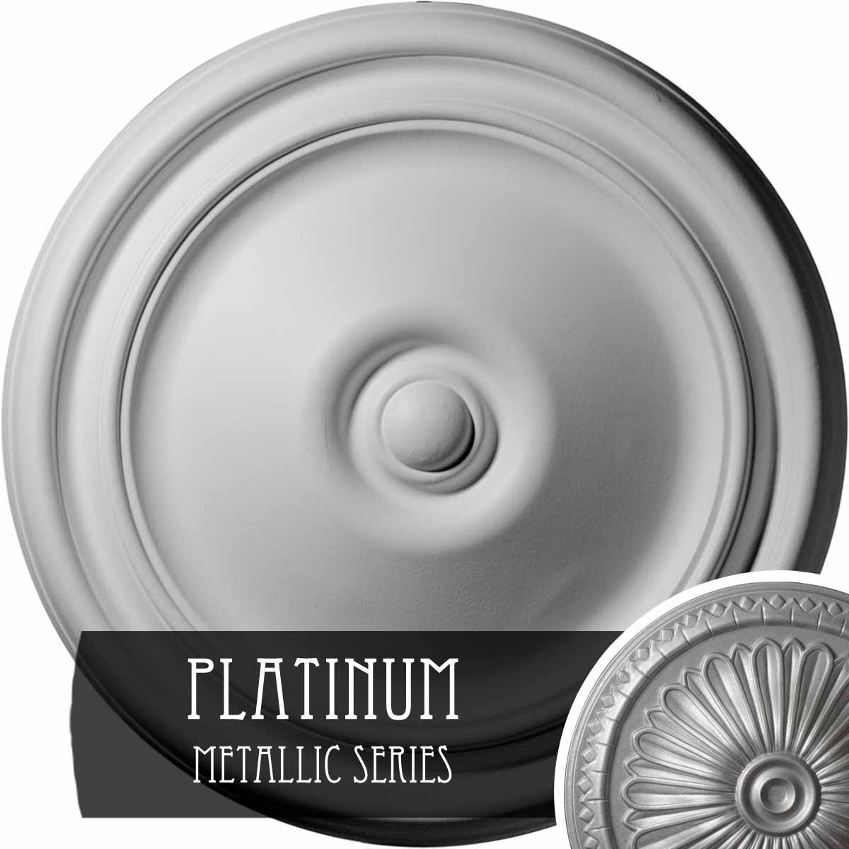 12x22OD x 1 3/4x22P Hand-Painted Platinum Ceiling Medallion G777