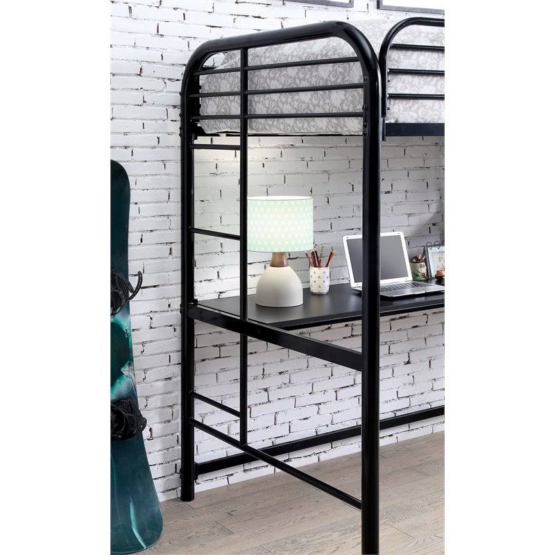 Twin Over Workstation Bunk Bed in Black F89940