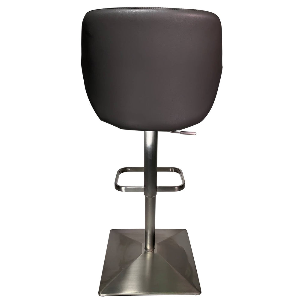 White Faux-Leather Brushed Stainless Steel Adjustable Height Swivel Bar Stool X8443