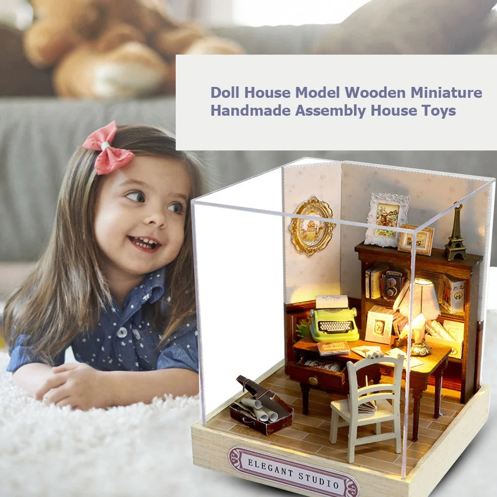 Mini Cute Doll House Cabin Model DIY Toy Kits R37790