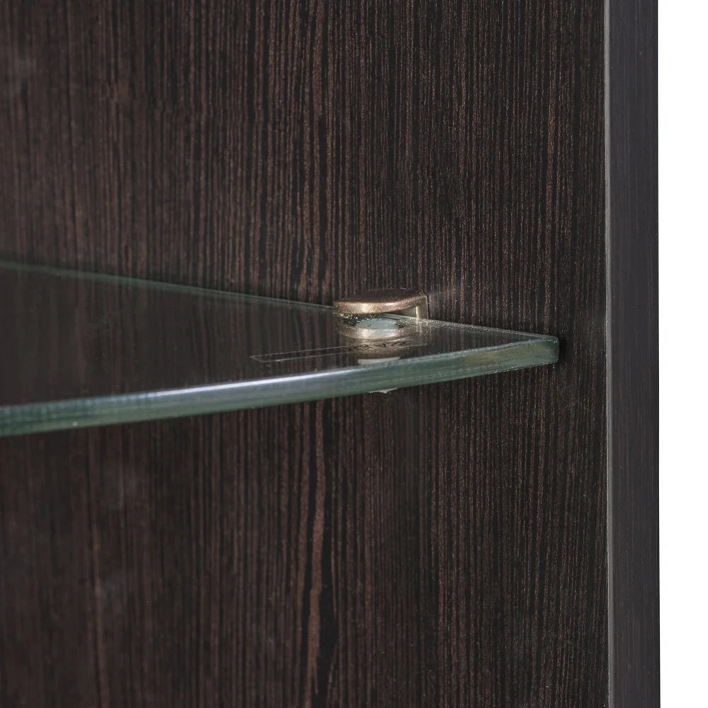 Black Corner Bar with Built-in Wine Rack and Lower Cabinet X956