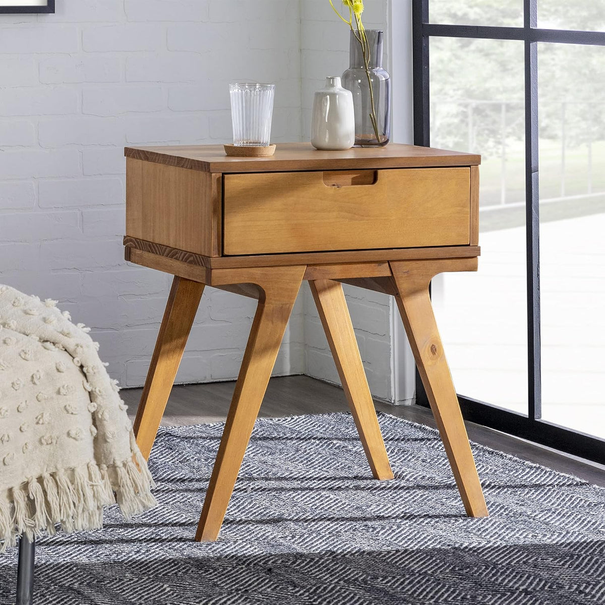 Caramel 2 Drawer Wood Nightstand H474