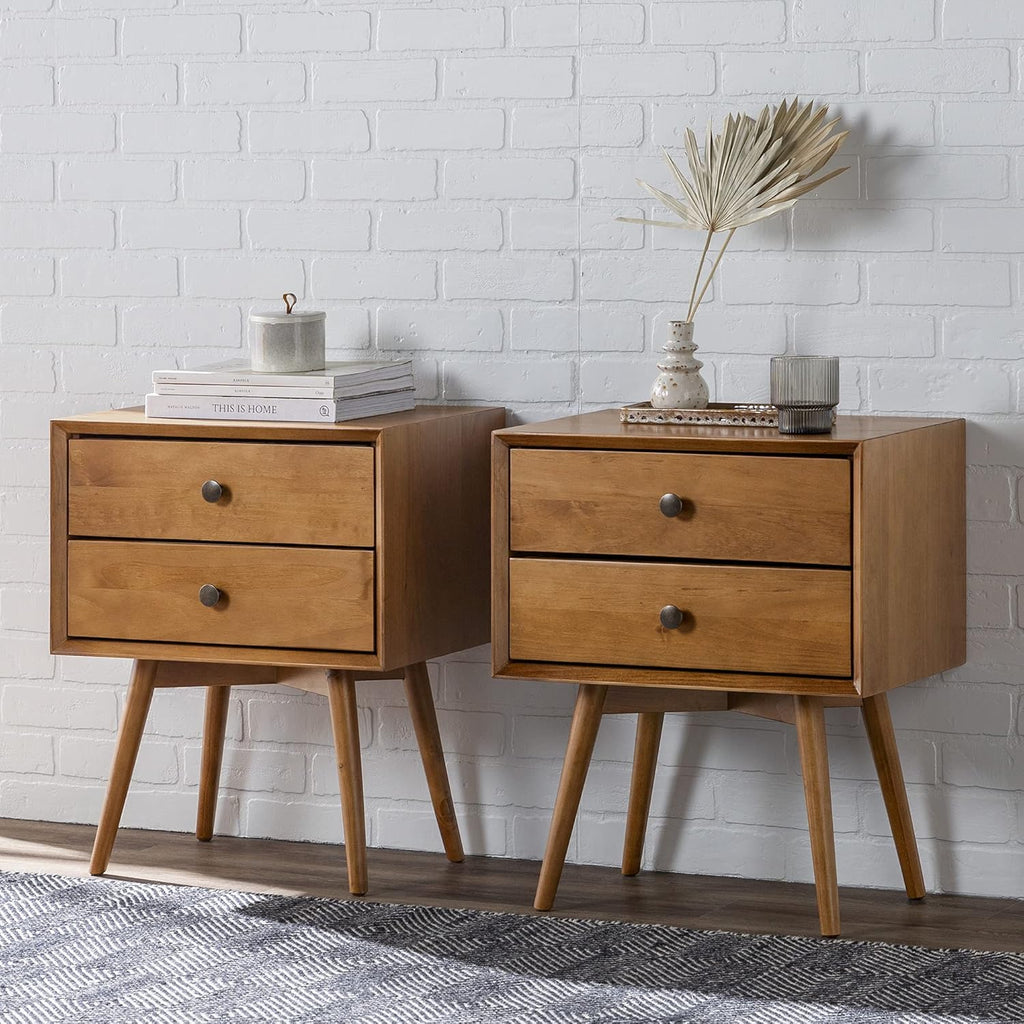 Caramel 2 Drawer Wood Nightstand H474