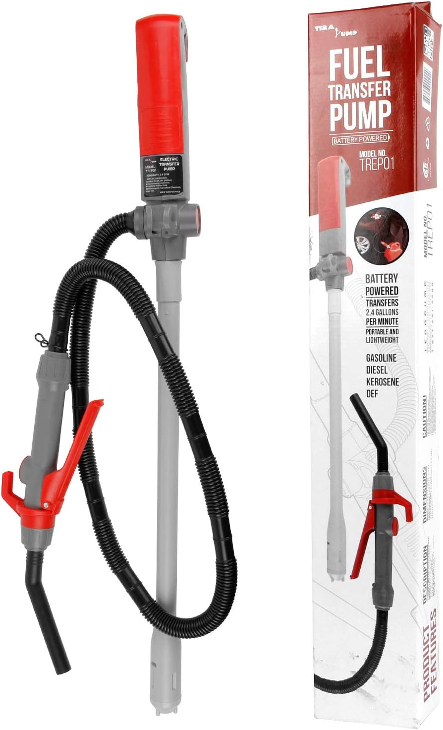 Rechargeable Battery Powered Fuel Transfer Pump with 5 FT Hose O28899