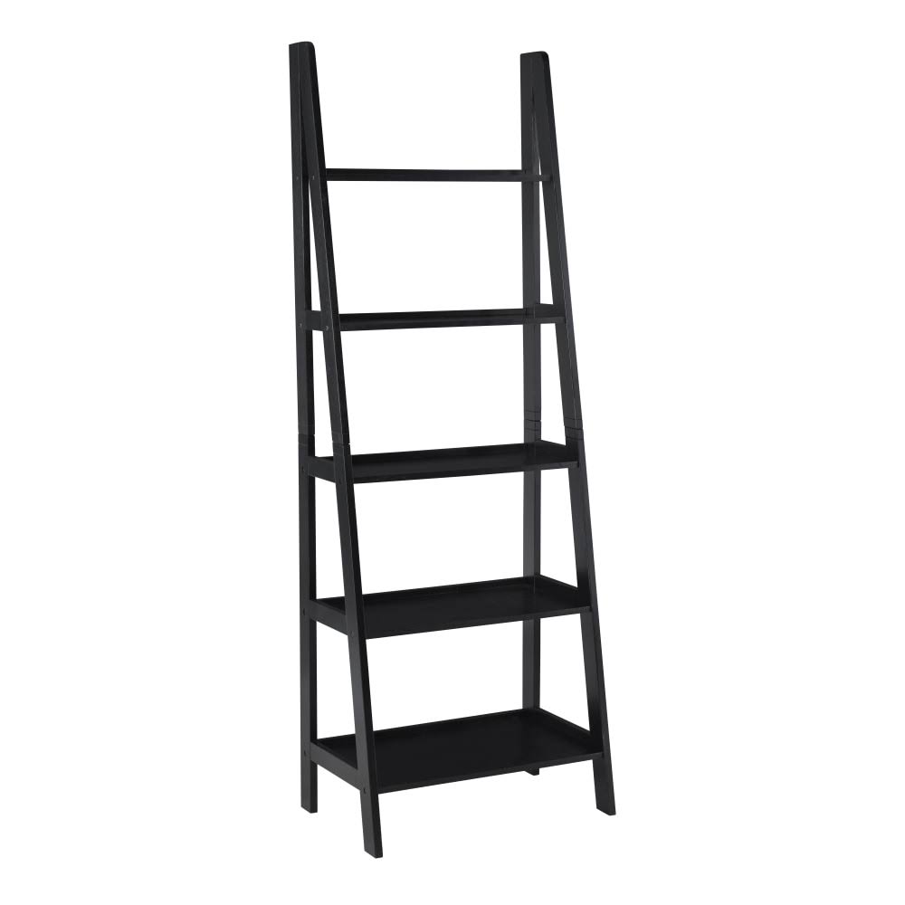 Black 5-Shelf Ladder Bookcase I651