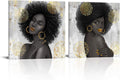 Black Woman with Gold Lip Canvas Wall Art B296